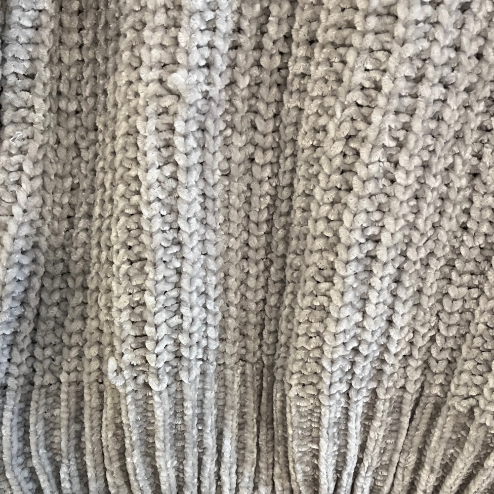 Lord and Taylor Design Lab Soft Crocheted Gray Sweater with Hood and Ribbon - Picture 5 of 7